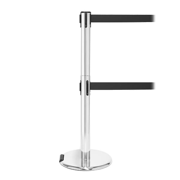 Queue Solutions RollerPro Twin 250, Satin Stainless Steel, 11' Red Belt ROLTwin250SS-RD110 - main